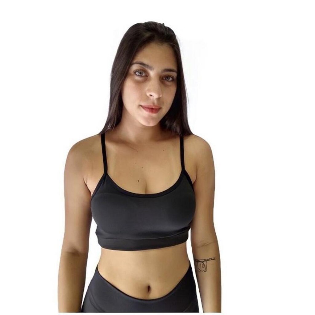 top alça fina feminino fitness sem bojo cropped com forro academia