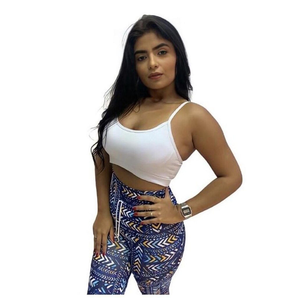top alça fina feminino fitness sem bojo cropped com forro academia