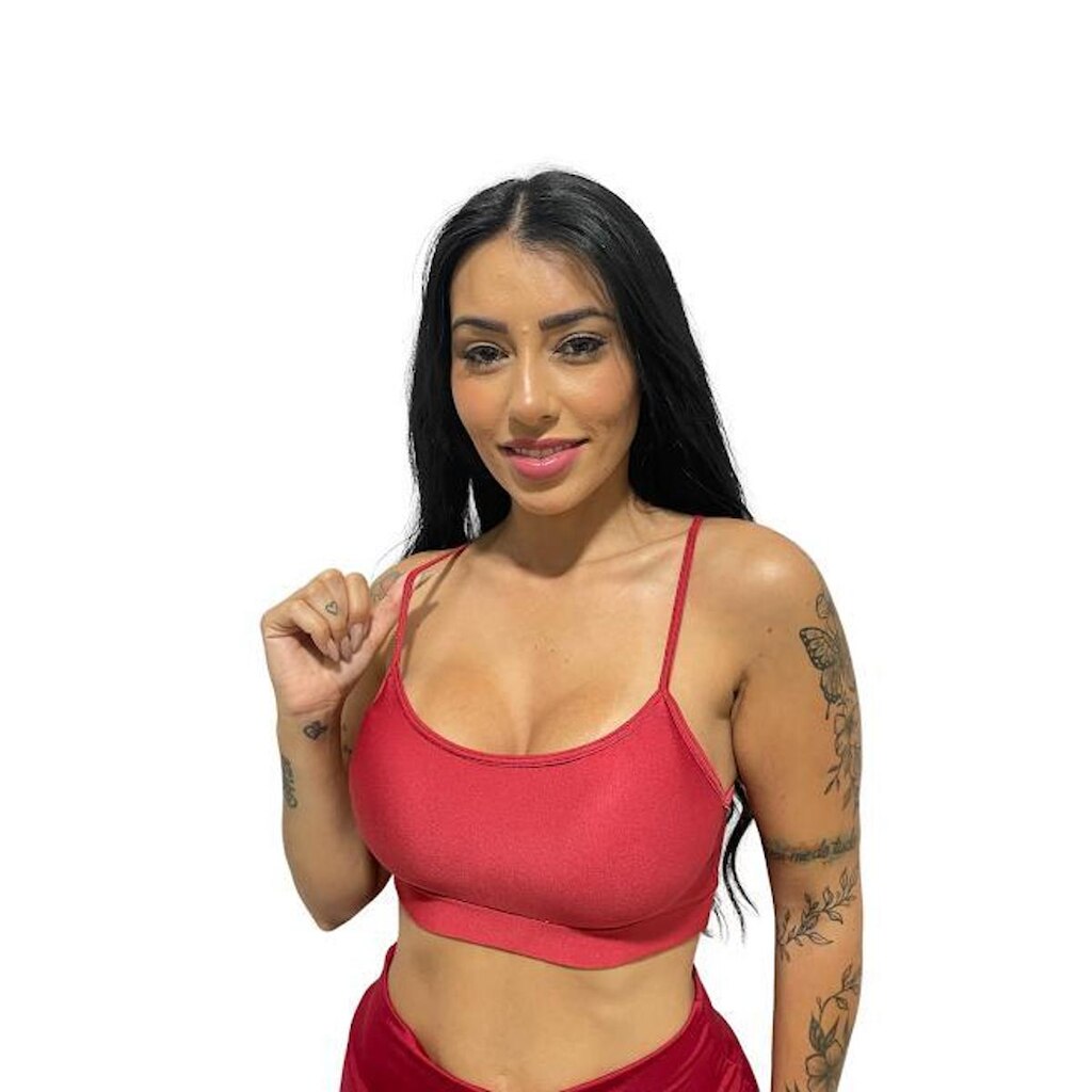 top alça fina feminino fitness sem bojo cropped com forro academia