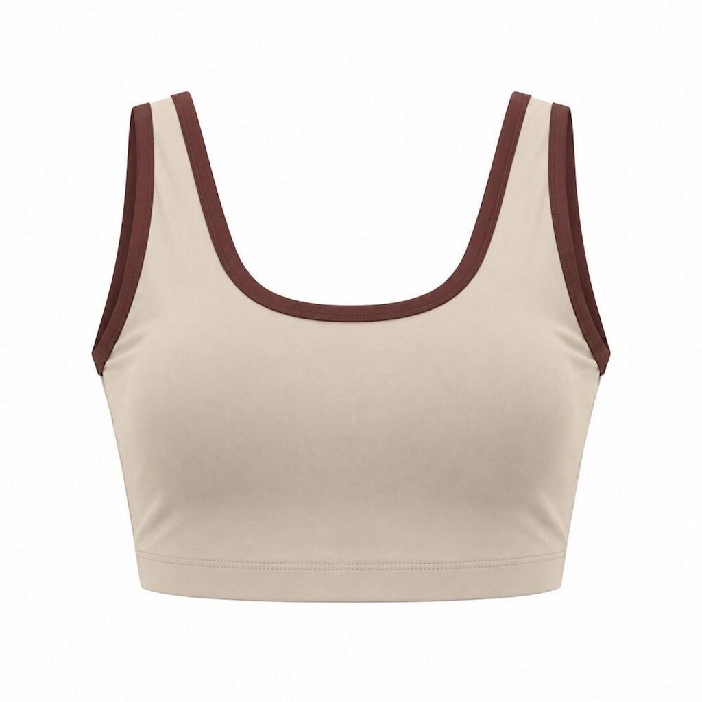Top Amei Sport Contorno - Bege/marrom