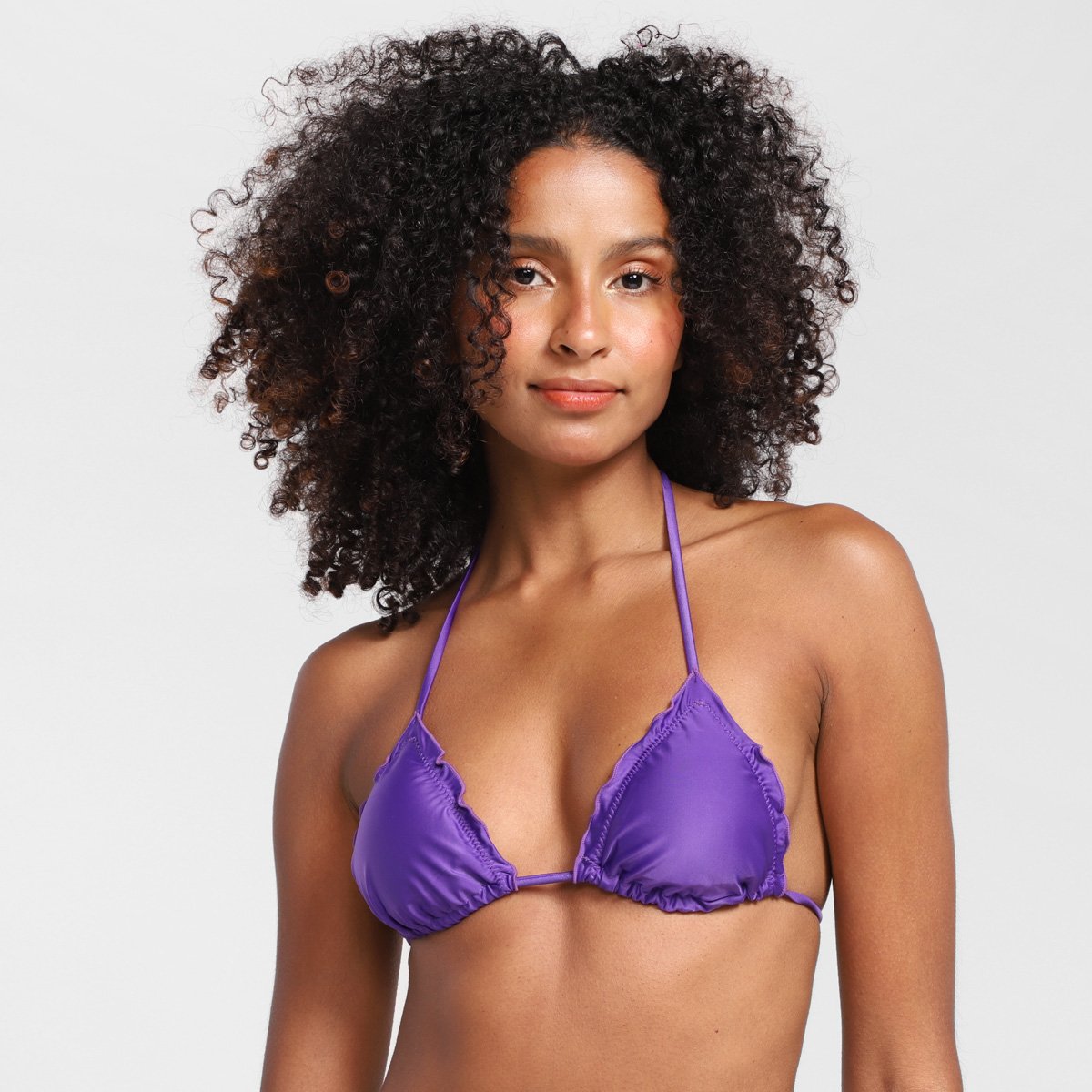 Top Biquini Água Doce Cortininha Ruffle Liso - Roxo Menor preço em Top Biquini Água Doce Cortininha Ruffle Liso - Roxo