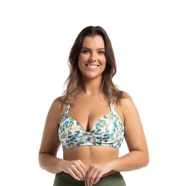 Top Biquíni Alça Larga Plus Size Estampado