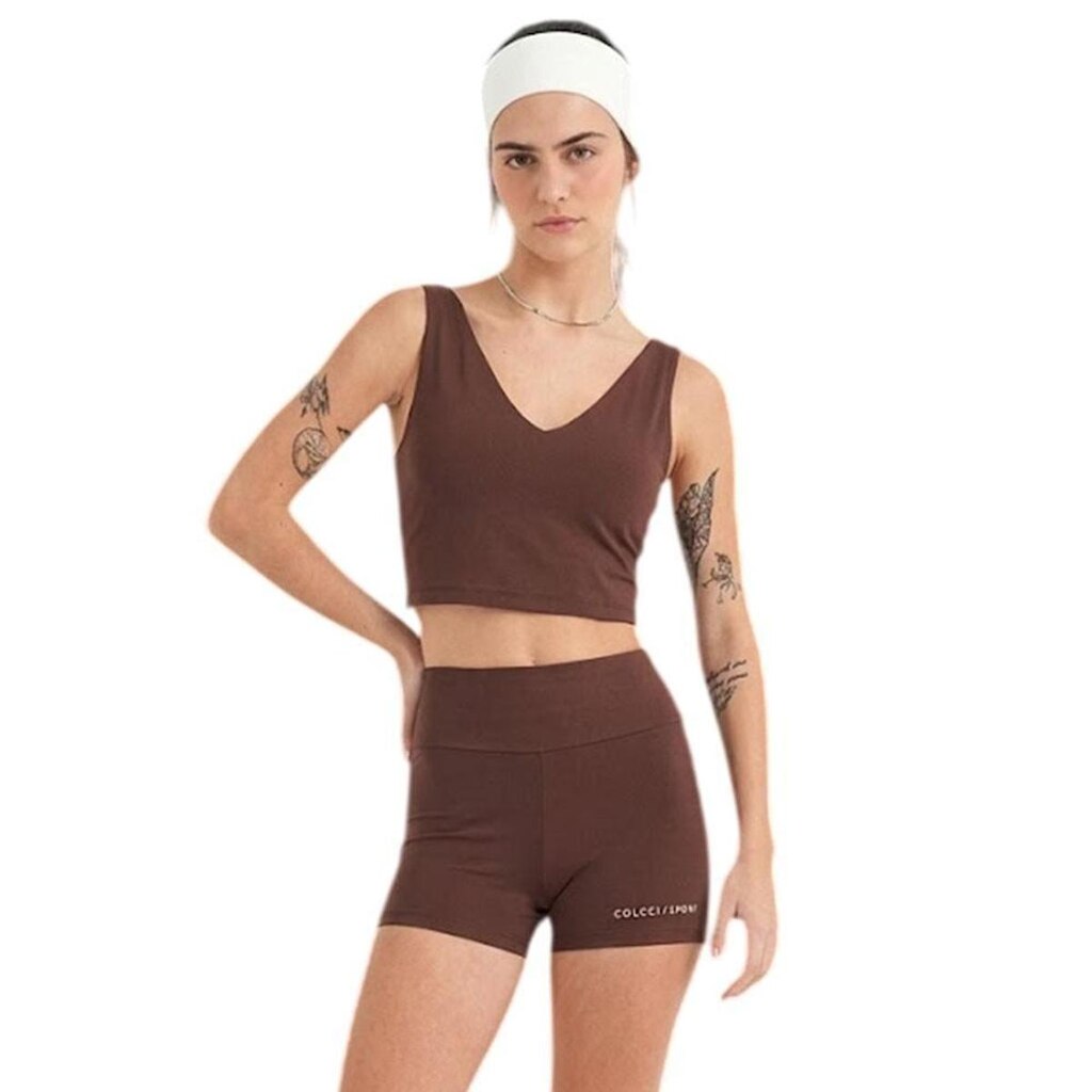 Top Colcci Malha Sport 1 Marrom Roccia Feminino