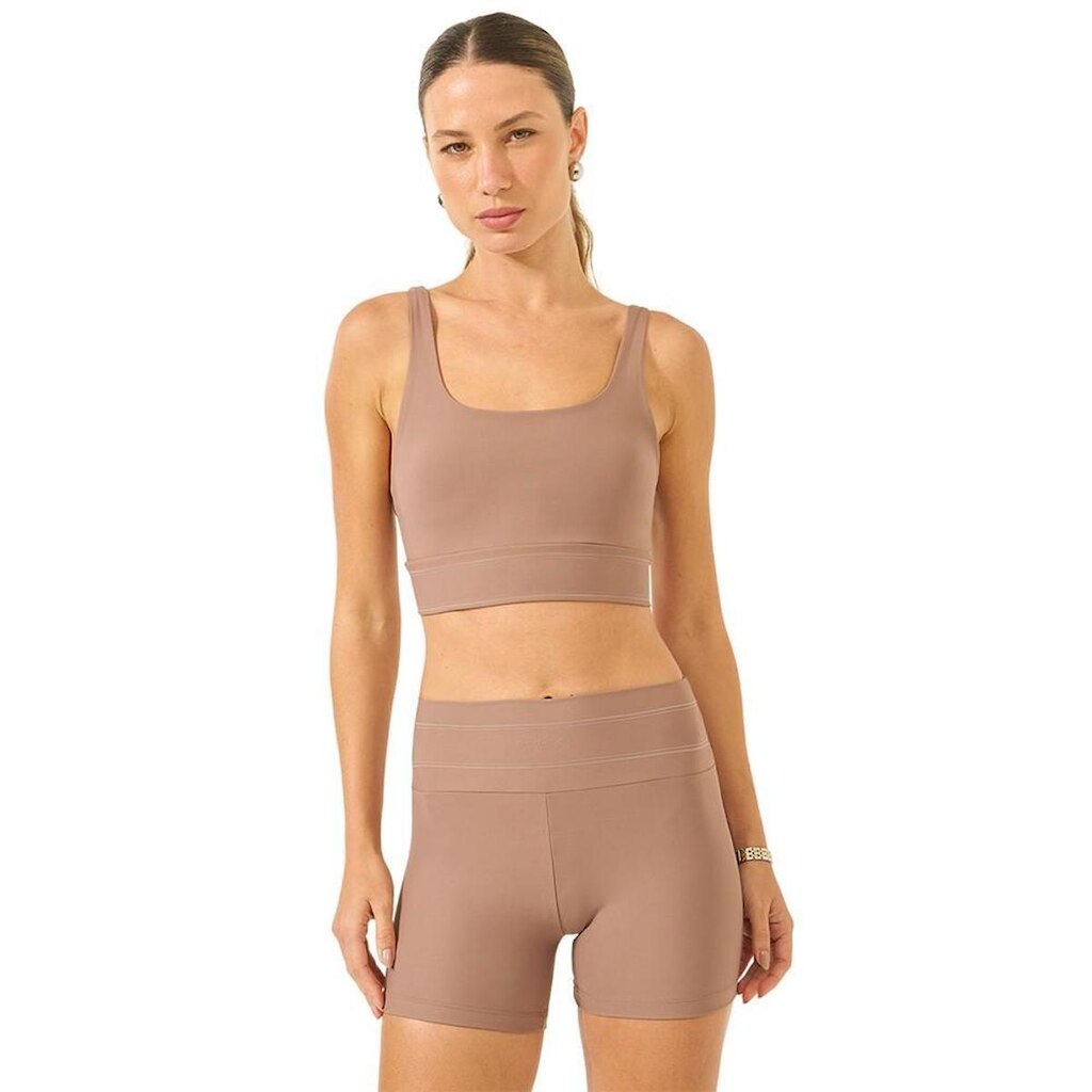 Top Colcci Malha Sport Marrom Aziza Feminino