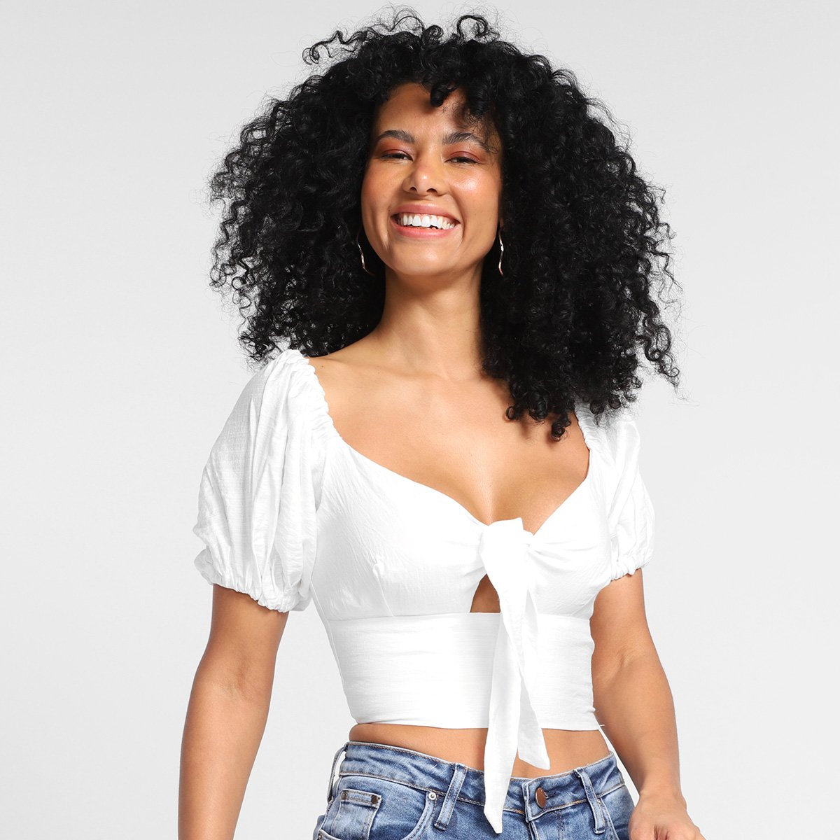 Top Cropped Loved Amarração Feminino - Off White Menor preço em Top Cropped Loved Amarração Feminino - Off White