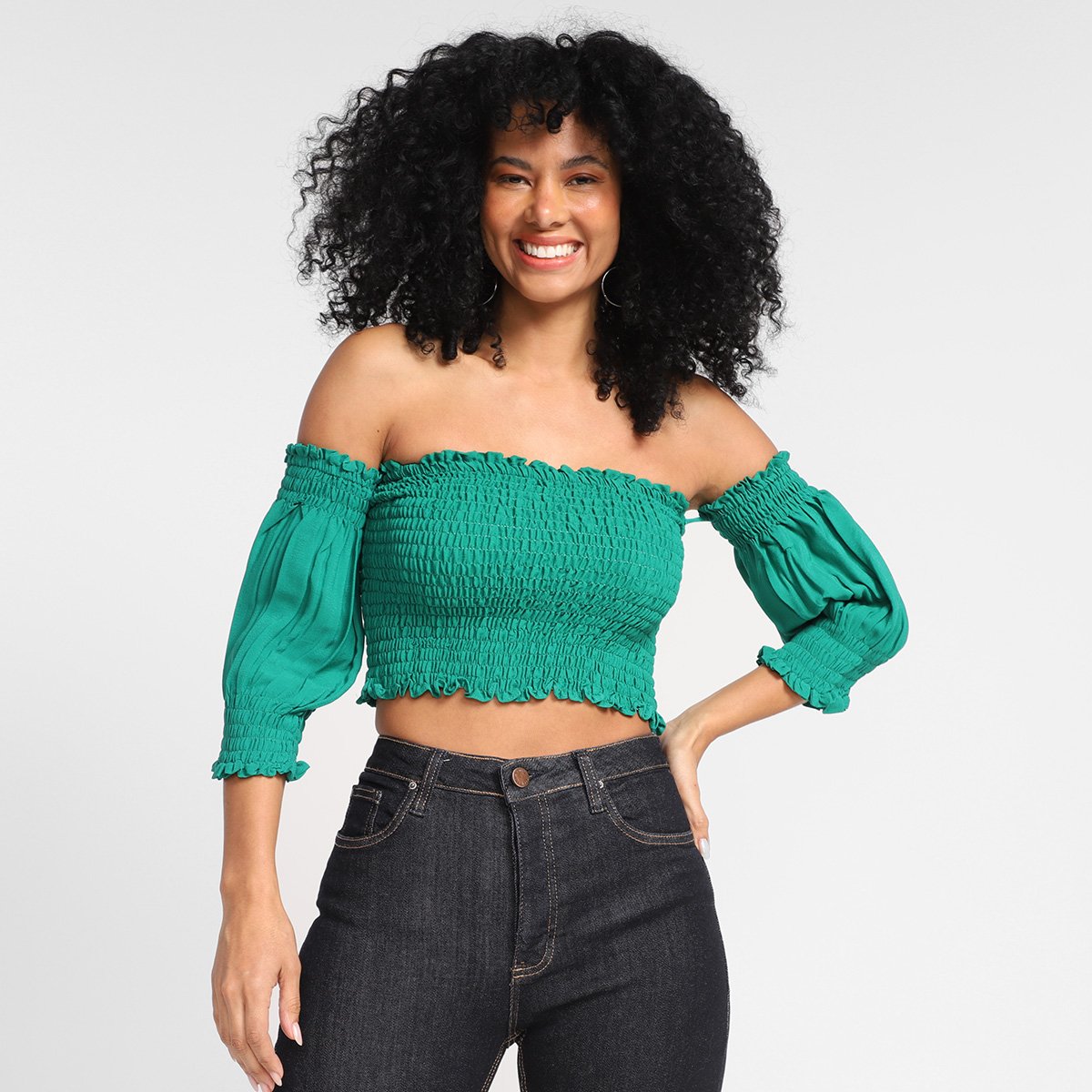 Top Cropped Loved Ciganinha Lastex Feminino - Verde Menor preço em Top Cropped Loved Ciganinha Lastex Feminino - Verde