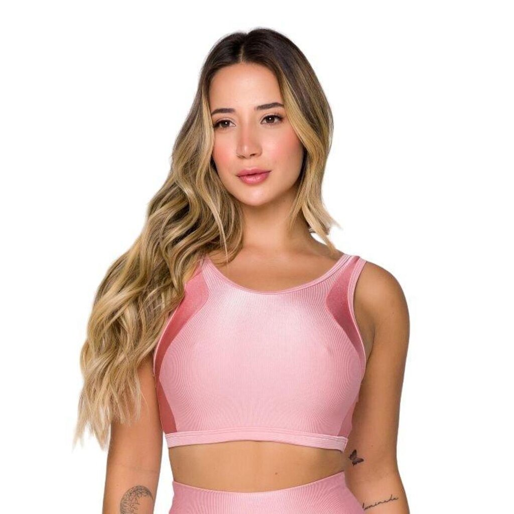Top Cropped Vlast Com Bojo 3d Alta Sustentacao Zero Transparencia Academia Fitness Feminino 1058