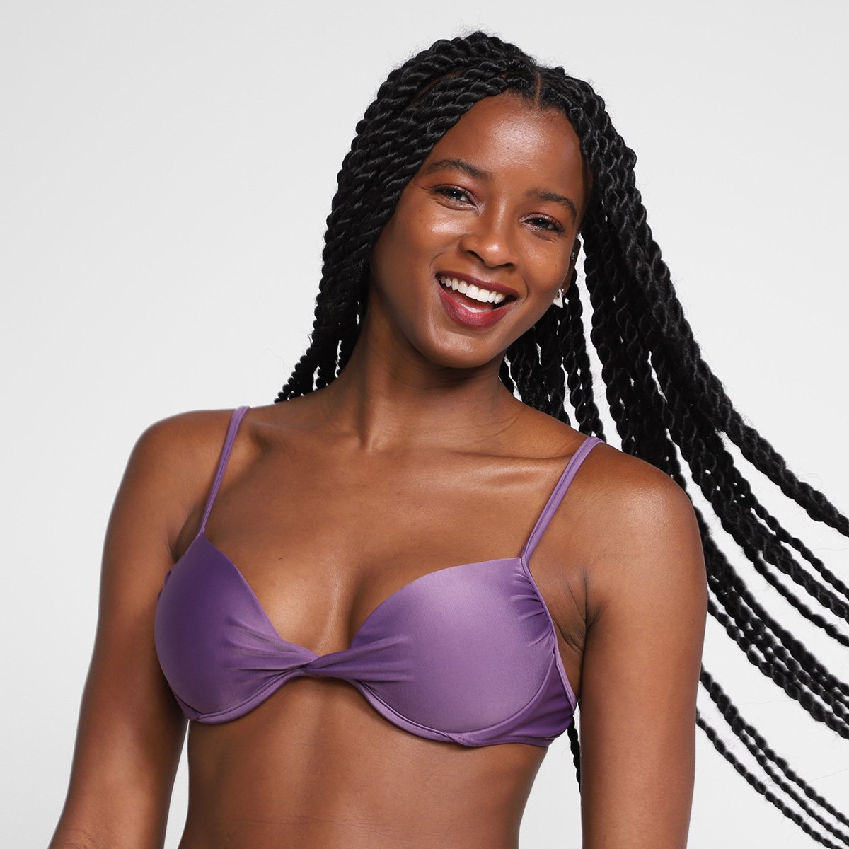 Top de Biquini Classic Meia Taça Liso Bojo - Roxo Menor preço em Top de Biquini Classic Meia Taça Liso Bojo - Roxo