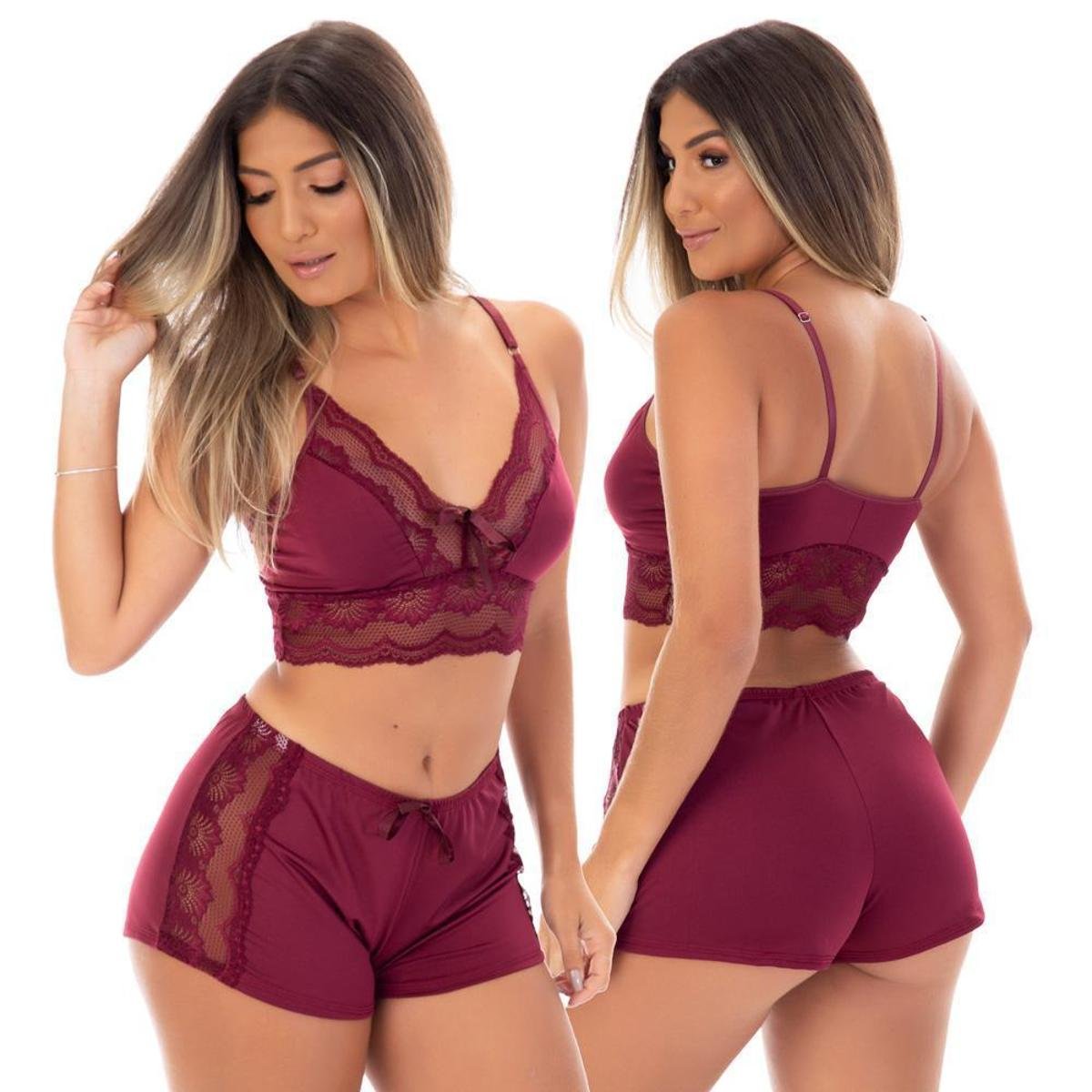 Top Doll Baby Doll Pijama Renda Luxo Noite Menor preço em Top Doll Baby Doll Pijama Renda Luxo Noite