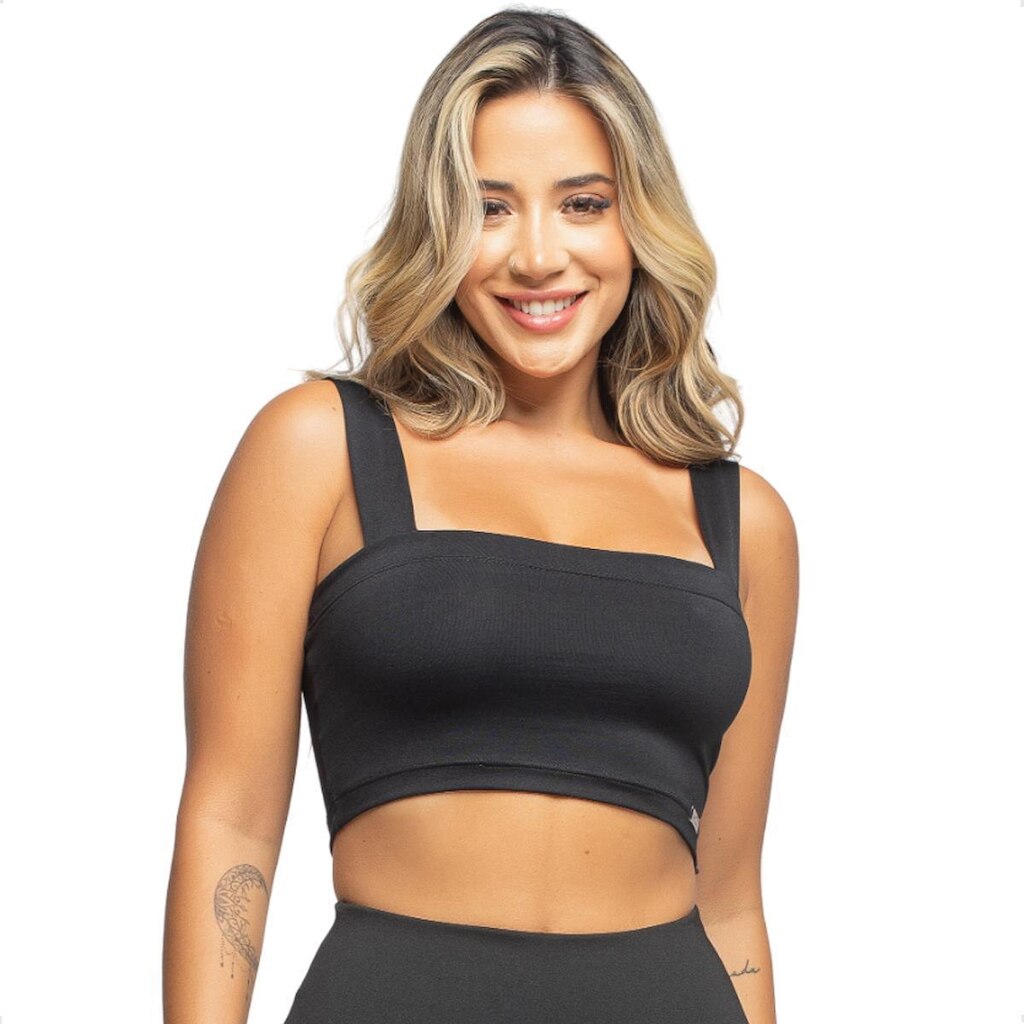 Top Érika Alça Larga Malha Romantic Sem Bojo Fitness Academia Feminino