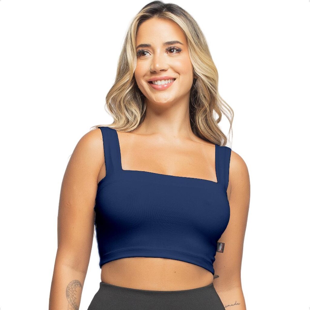 Top Érika Alça Larga Malha Romantic Sem Bojo Fitness Academia Feminino