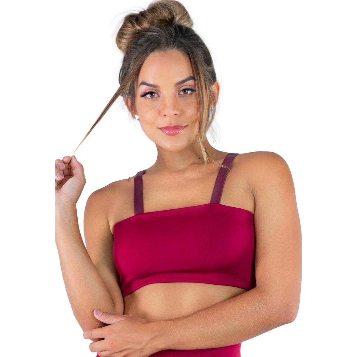 Top Faixa Alça Fitness Academia Suplex Mvb Modas Feminino - Vinho Menor preço em Top Faixa Alça Fitness Academia Suplex Mvb Modas Feminino - Vinho