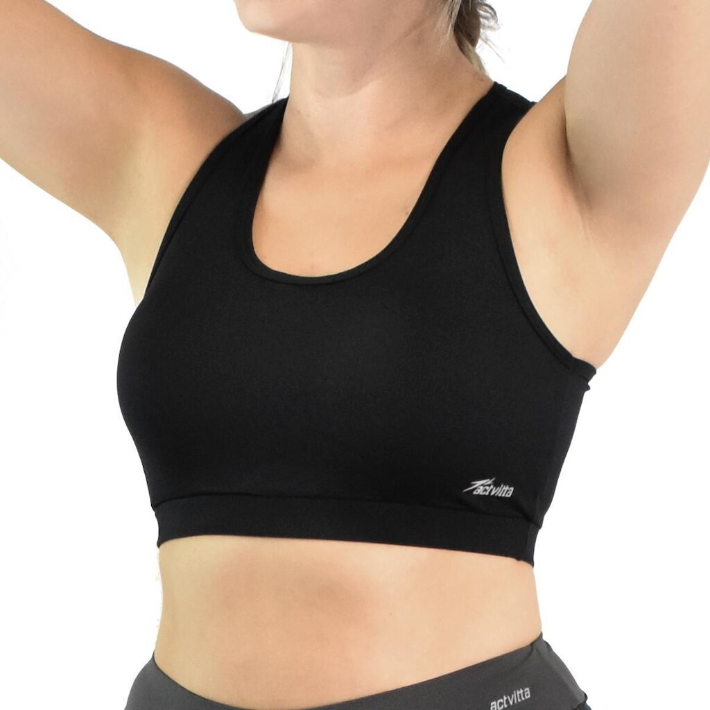 Top Feminino Activitta Confortável Academia Esportes Preto (PRETO 4G)