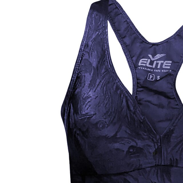 Top Feminino Elite Preto em Malha com Desenho Print