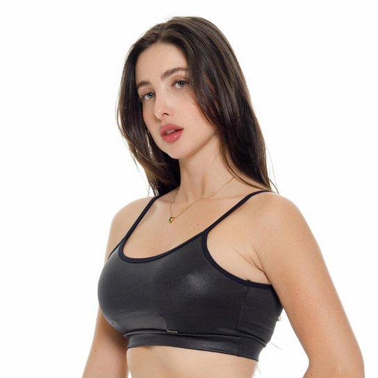 TOP FITNESS CIRRE ALÇAS FINAS COM BOJO REMOVÍVEL - Preto - M