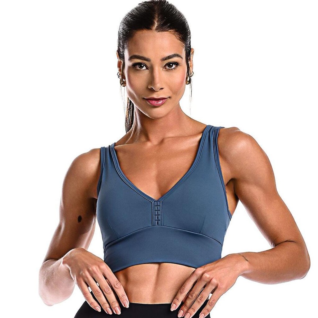 Top Fitness Cós Largo Com Bojo Removível Estilo Regata Suplex