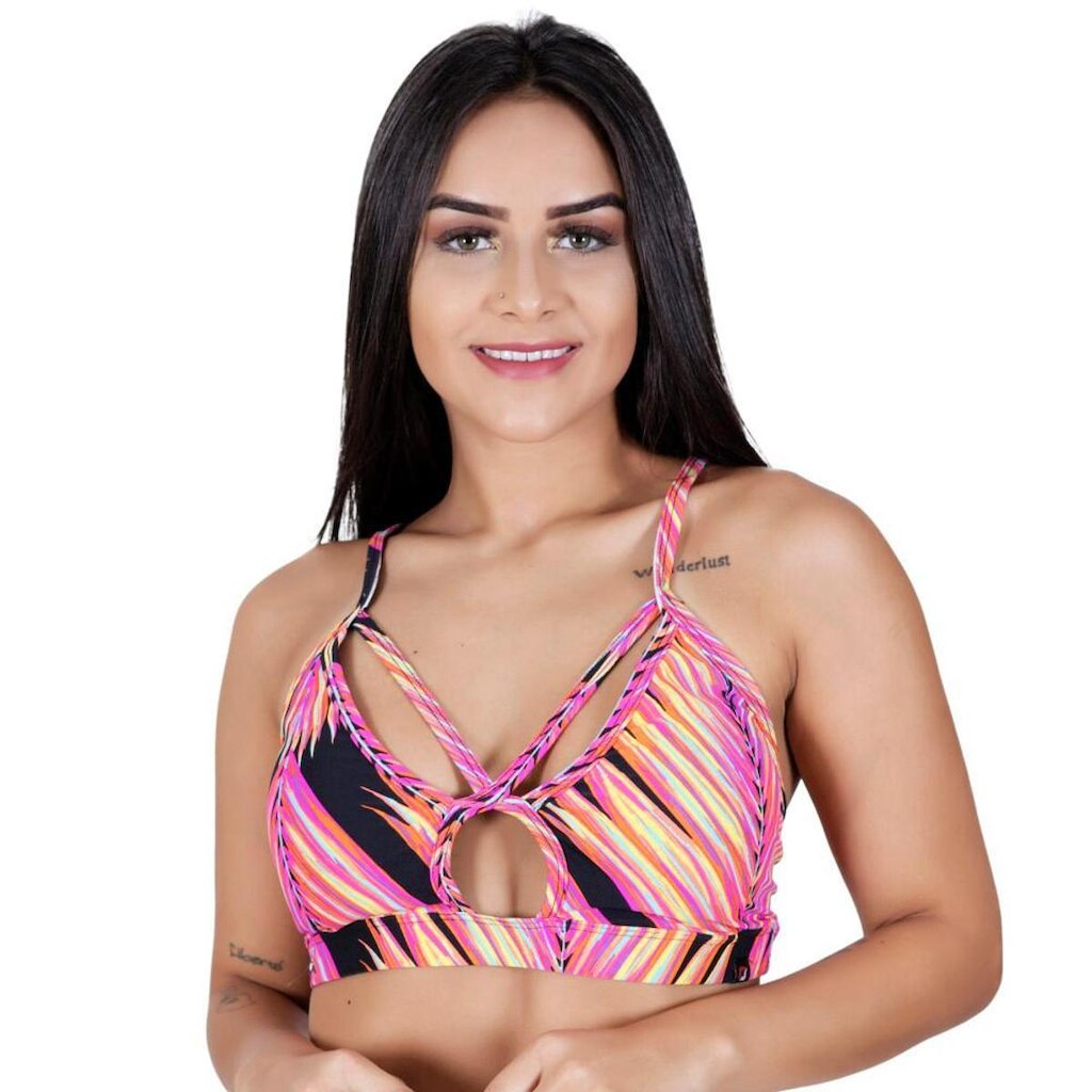 TOP FITNESS FEMININO DECOTE SUPLEX LIGHT POLIAMIDA BOJO ORBIS - M, Roxo