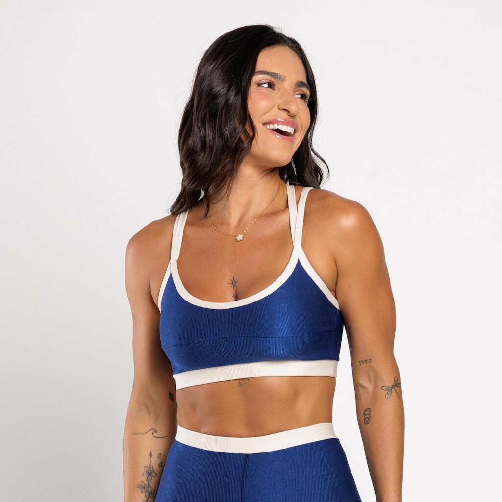 Top Fitness Feminino Micro Canelado Alta Sustentação Academia Treino Costas Cruzadas
