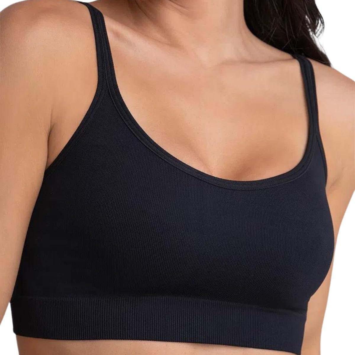 Top Lupo Alta Sustentação Sem Costura Soutien Loba Basico - Branco - P - Preto Menor preço em Top Lupo Alta Sustentação Sem Costura Soutien Loba Basico - Branco - P - Preto