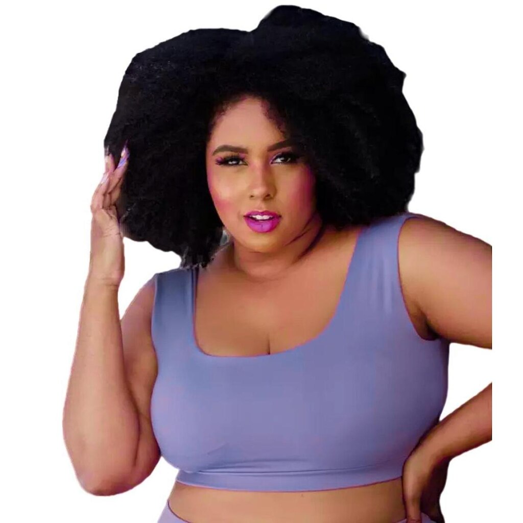 Top Plus Size Poliamida BlackOut Bojo Removível Feminino PINA FitnessWear