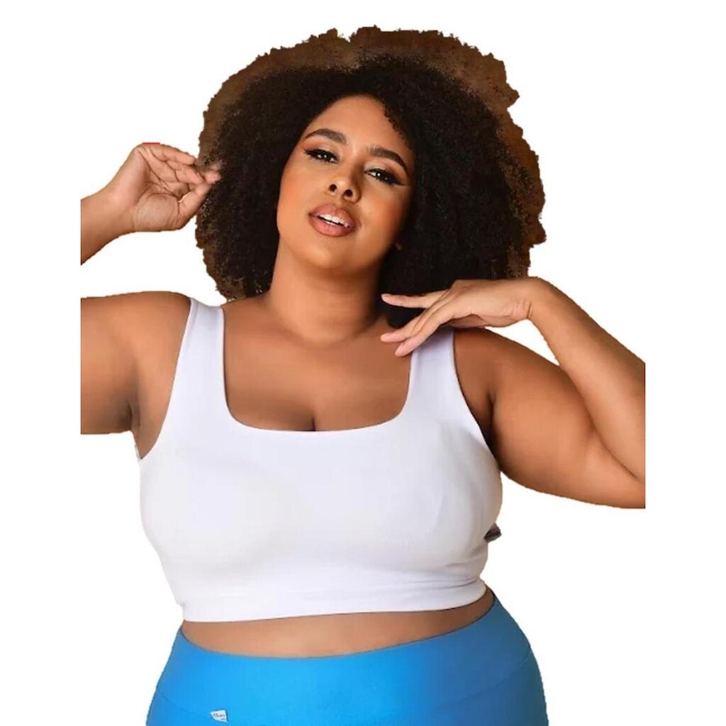 Top Plus Size Poliamida BlackOut Bojo Removível Feminino PINA FitnessWear