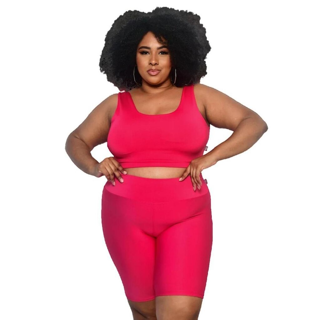 Top Plus Size Poliamida BlackOut Bojo Removível Feminino PINA FitnessWear