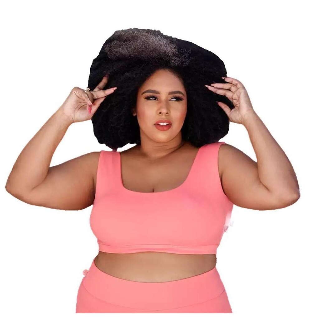 Top Plus Size Poliamida BlackOut Bojo Removível Feminino PINA FitnessWear