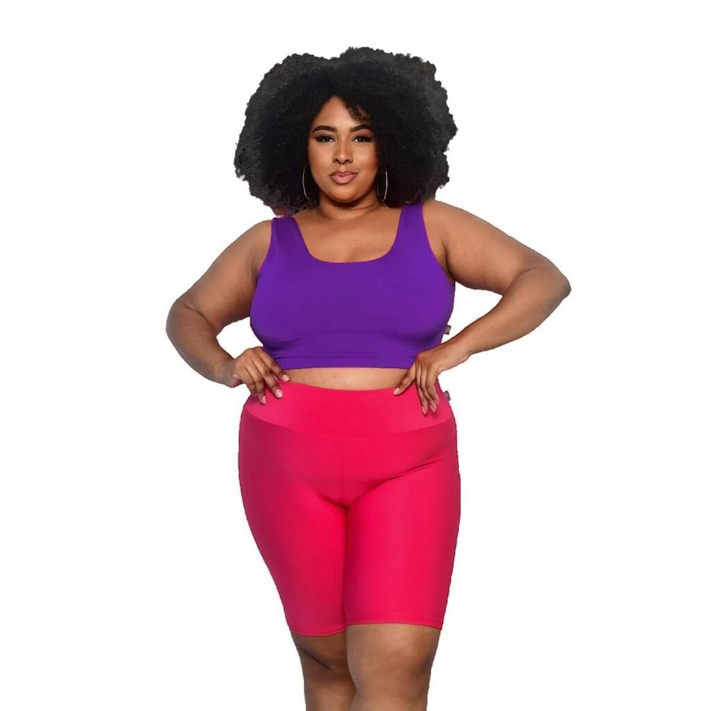 Top Plus Size Poliamida BlackOut Bojo Removível Feminino PINA FitnessWear