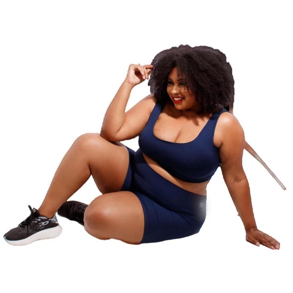Top Plus Size Poliamida BlackOut Bojo Removível Feminino PINA FitnessWear
