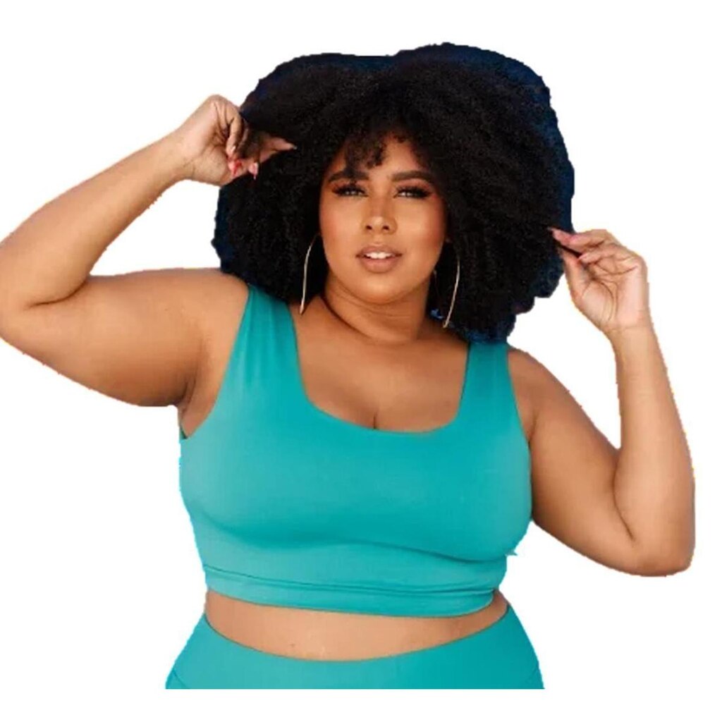 Top Plus Size Poliamida BlackOut Bojo Removível Feminino PINA FitnessWear
