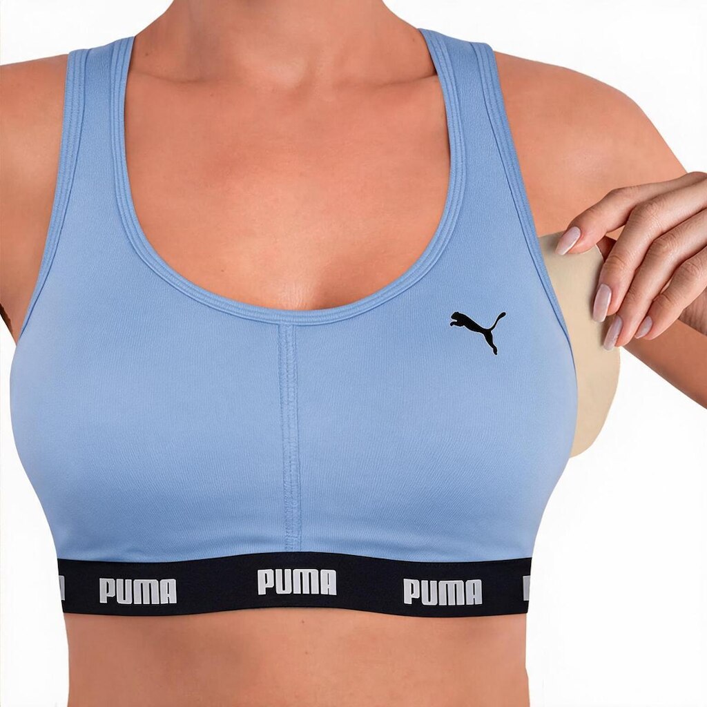 Top Puma Com Bojo Removível Sem Costura Nadador Academia Fitness Ginástica Alta Sustentação