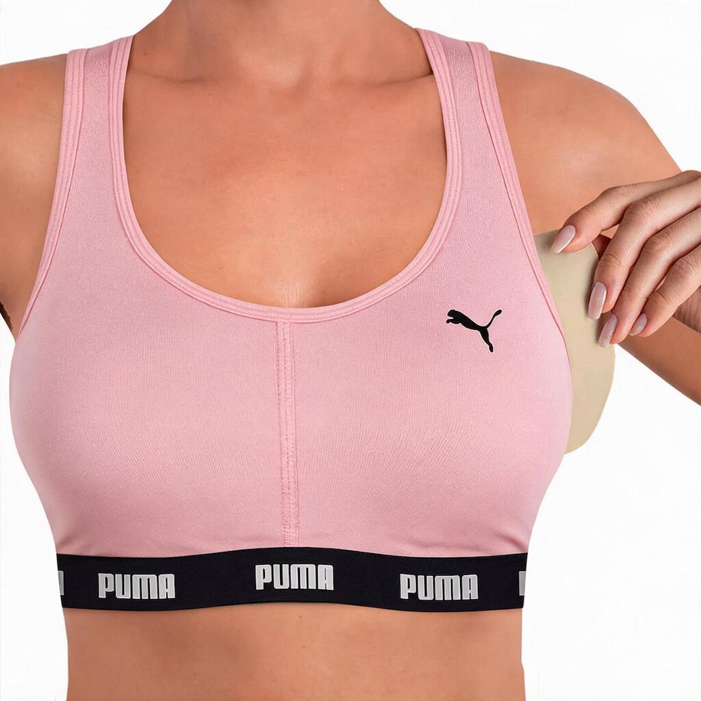 Top Puma Com Bojo Removível Sem Costura Nadador Academia Fitness Ginástica Alta Sustentação
