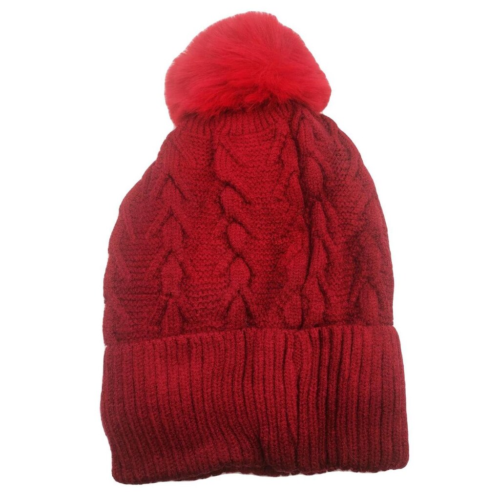 Touca Inverno Feminina Forrada lisa Grosso Pompom para Frio