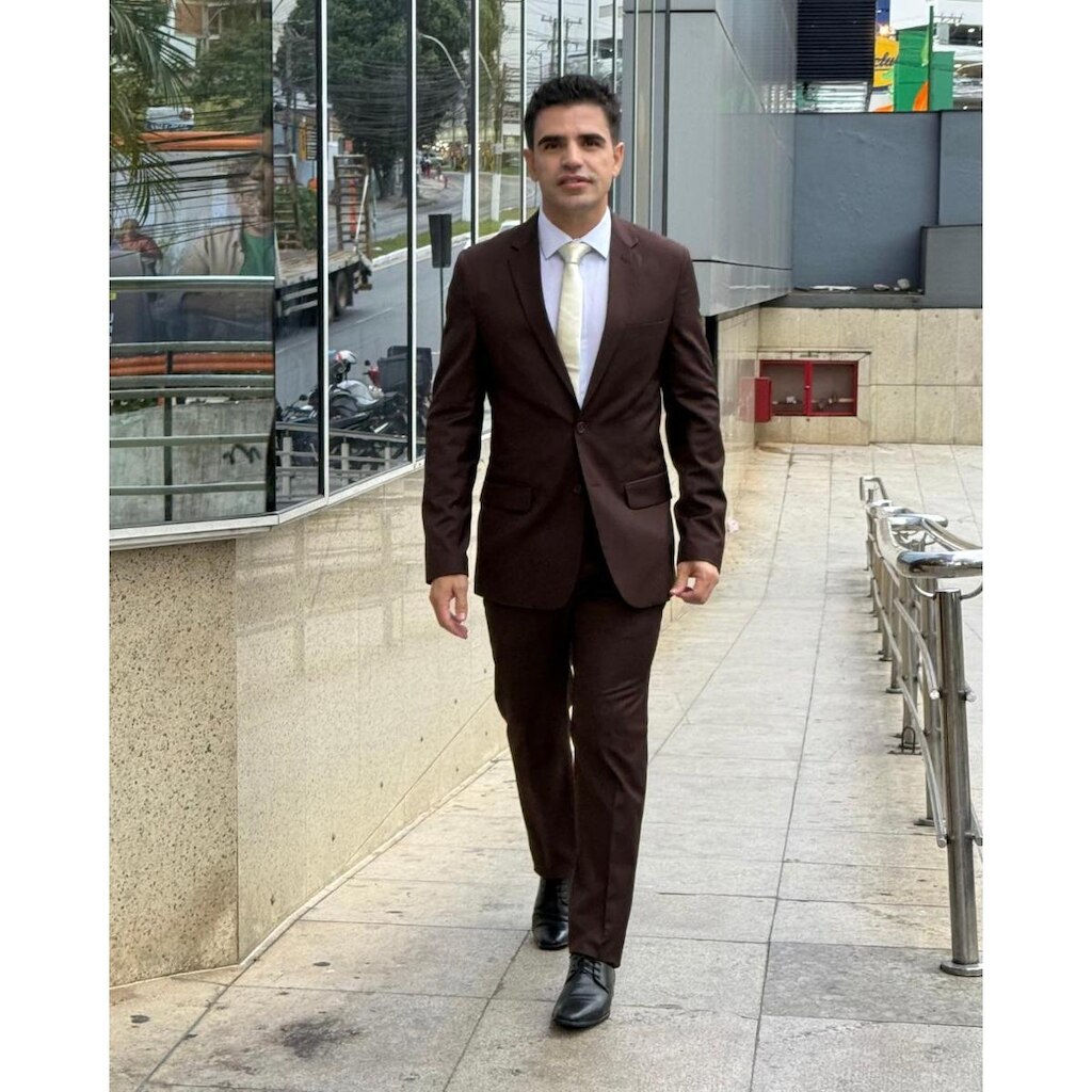 Traje Masculino Slim Poliviscose Marrom