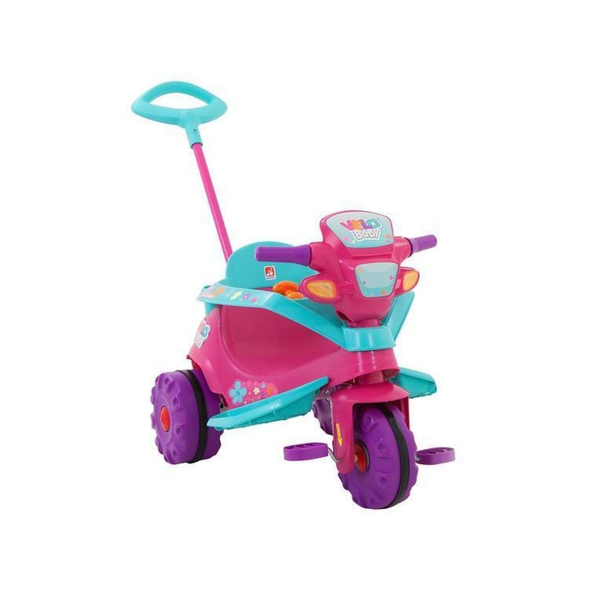 Triciclo Infantil Velo Baby com Empurrador - Rosa Menor preço em Triciclo Infantil Velo Baby com Empurrador - Rosa