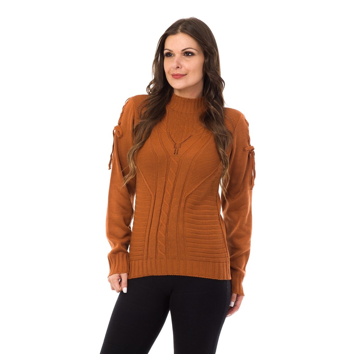 blusa tricot caramelo