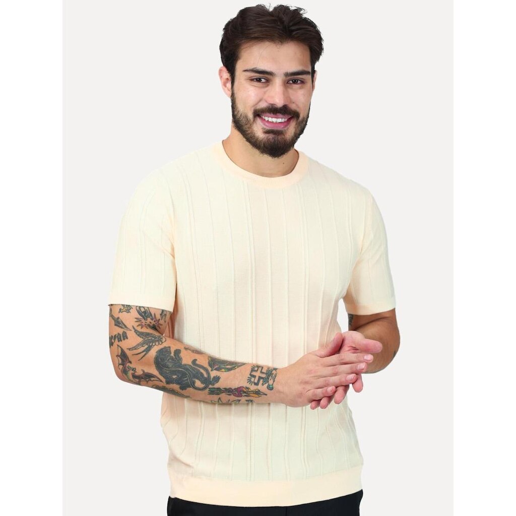 Tricô Dixen Manga Curta Gola Careca Off-White