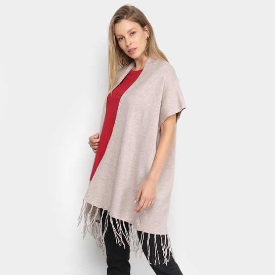 Tricot Facinelli Boho Franjas Feminino - Cáqui
