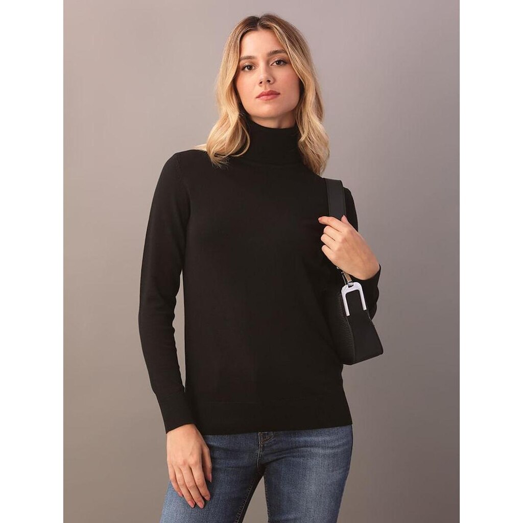 Tricot Feminino Gola Alta Calvin Klein Jeans - Preto