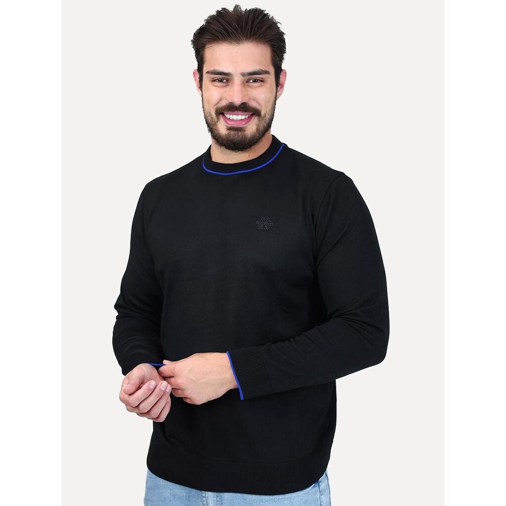 Tricot John John Masculino Transfer Logo Preto