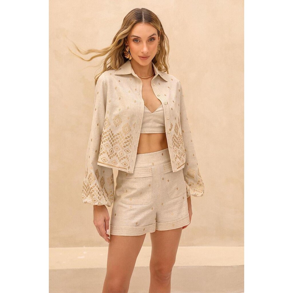 Trijunto Dot Clothing Milena Bordado Natural - G