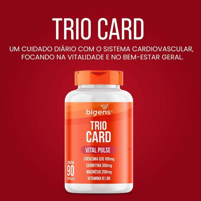Trio Card Vital Pulse Coenzima Q10, L-Carnitina, Magnésio, Vitaminas B1 e B6 90 Caps - Bigens