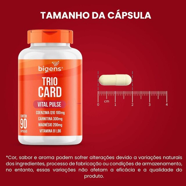 Trio Card Vital Pulse Coenzima Q10, L-Carnitina, Magnésio, Vitaminas B1 e B6 90 Caps - Bigens
