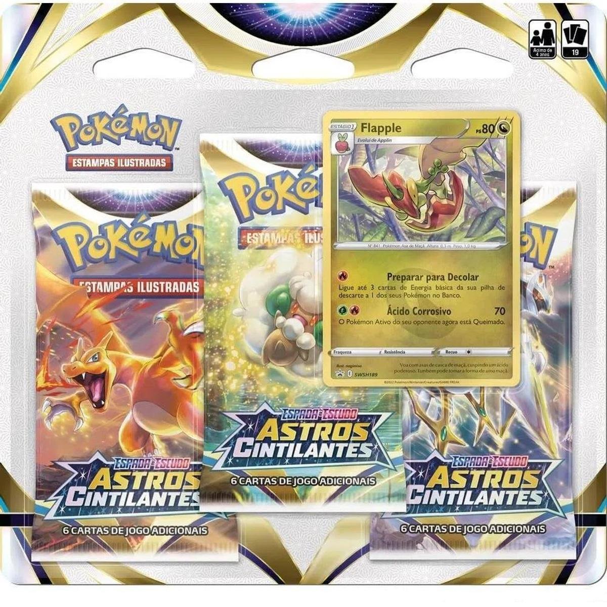 Triple Pack Pokémon Flapple Espa Escudo 9 Astros Cintilantes - Única Menor preço em Triple Pack Pokémon Flapple Espa Escudo 9 Astros Cintilantes - Única
