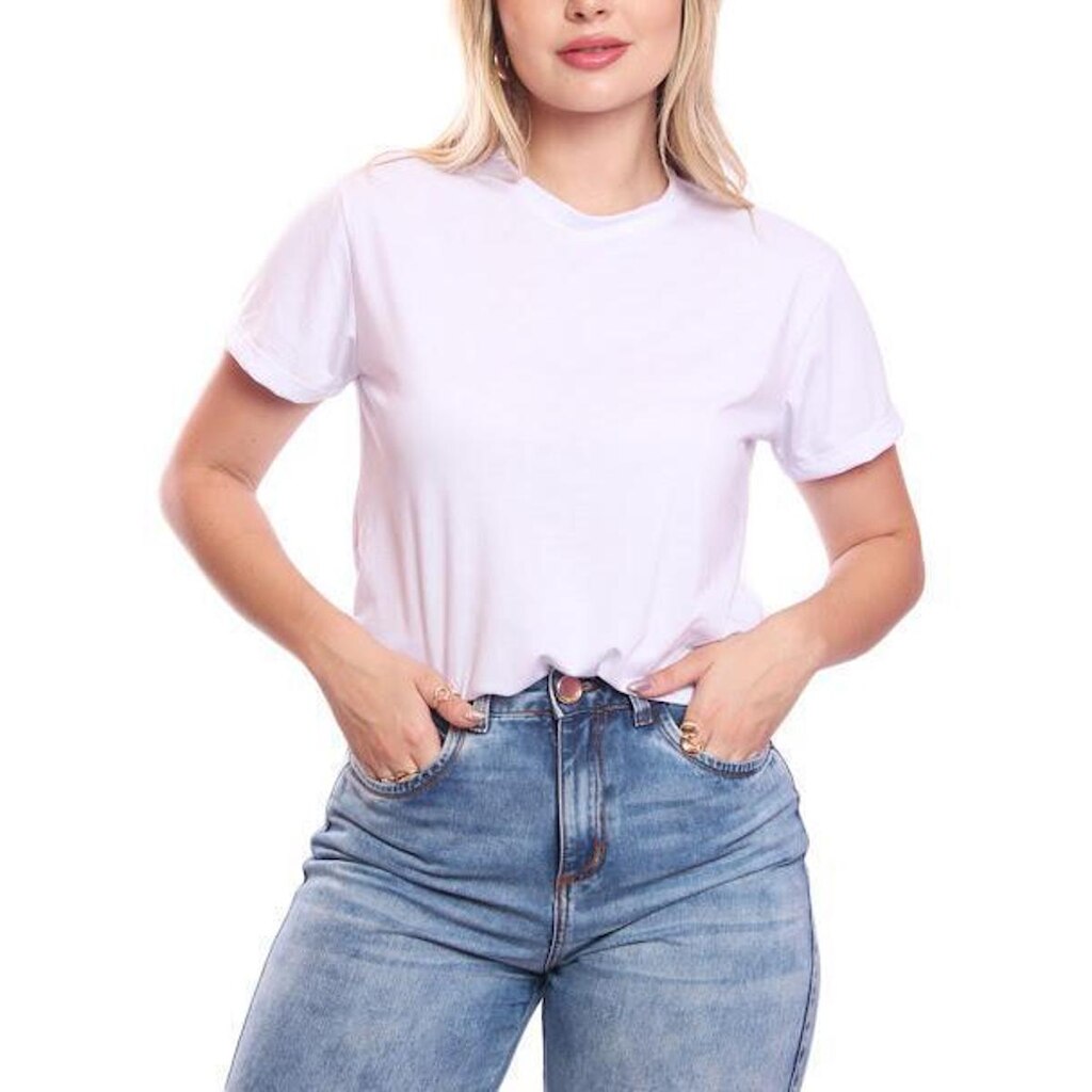 Tshirt  Blusa Lisa Manga Curta Camise Feminina