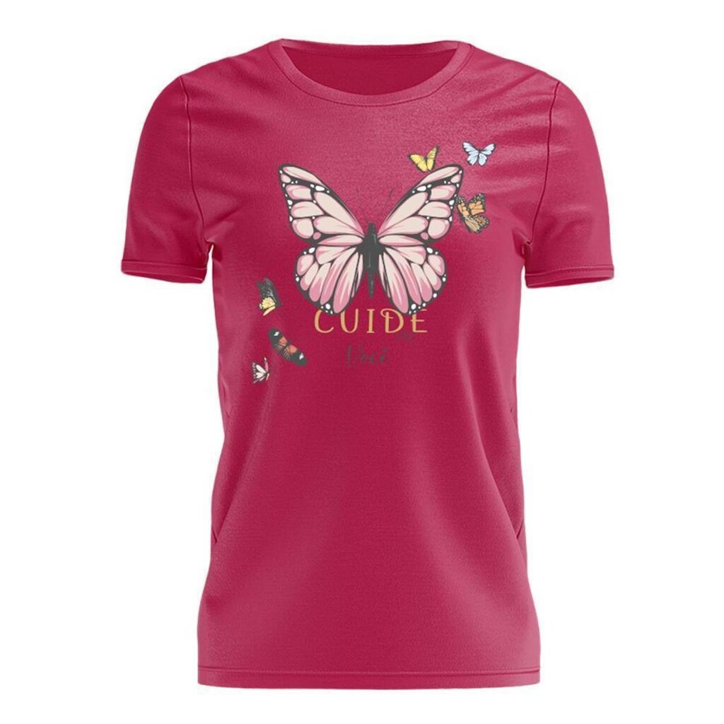 Tshirt Blusa Meninas T-Shirt Estampada Manga Curta Borboleta Feminina