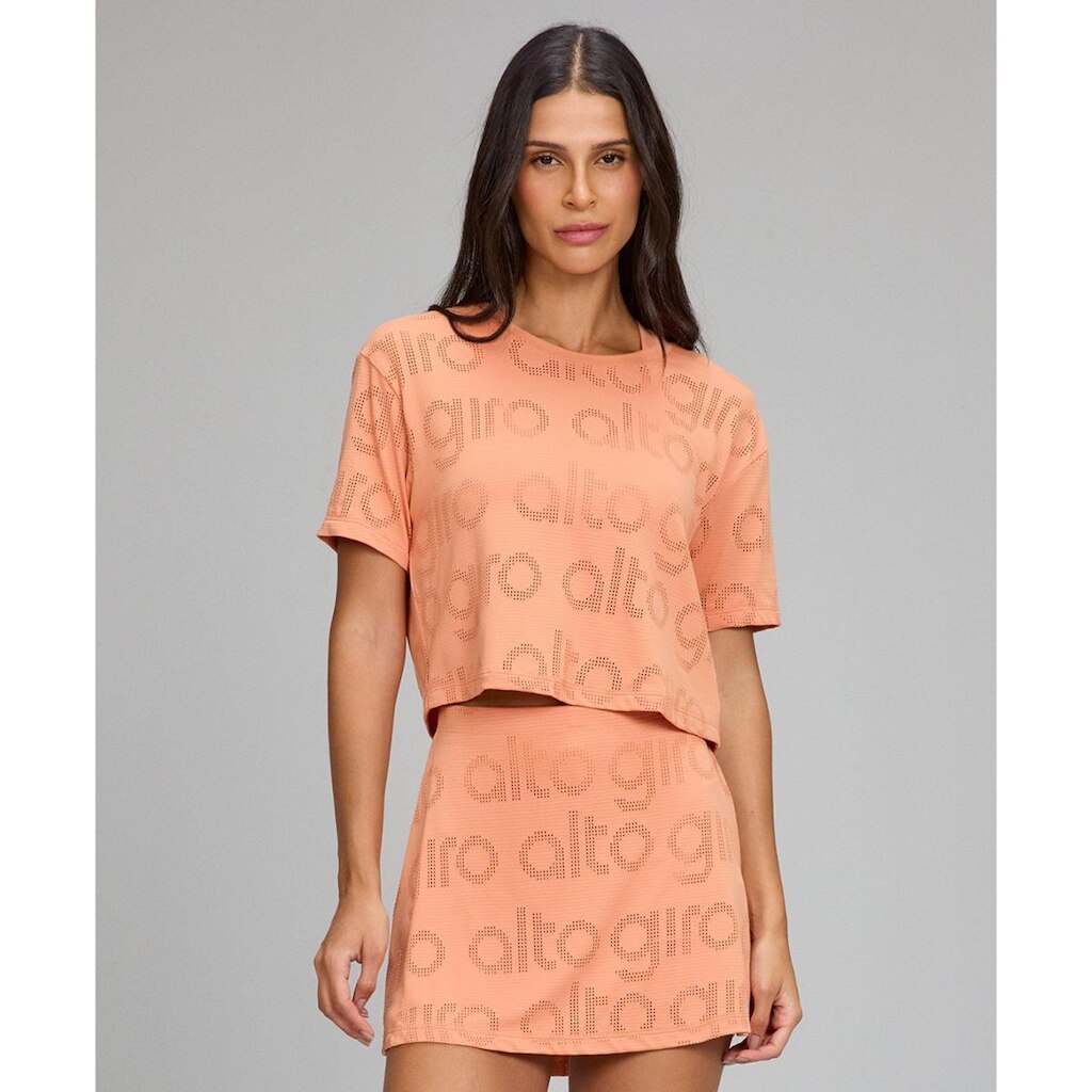 Tshirt Feminina Cropped Mesh Alto Giro