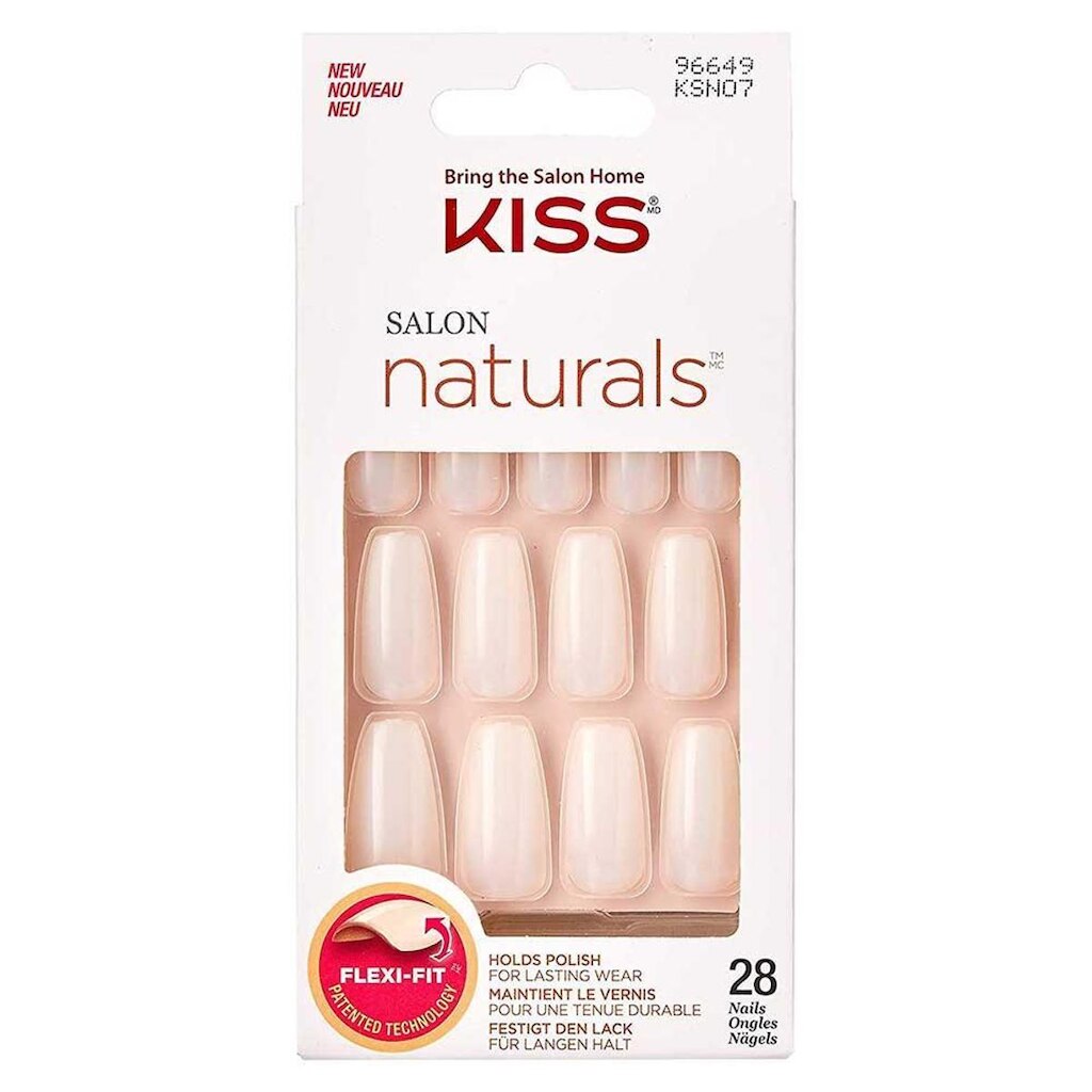 Unha Postiça Kiss NY - Natural Longo 28 Un
