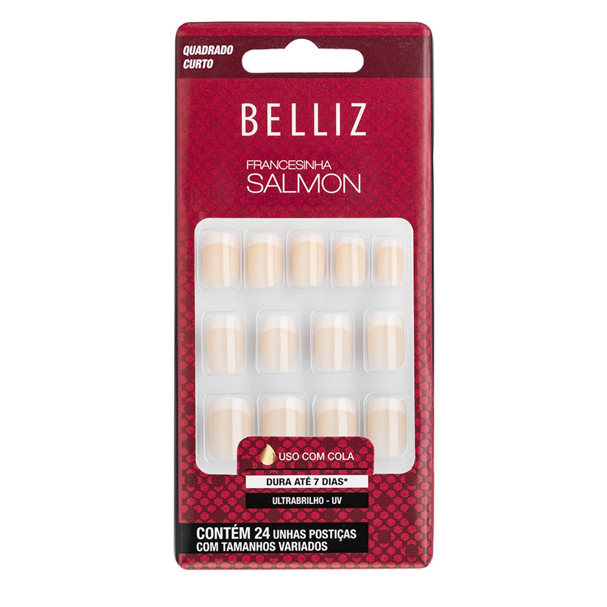 Unhas Postiças Belliz Francesinha Salmon - Incolor Menor preço em Unhas Postiças Belliz Francesinha Salmon - Incolor