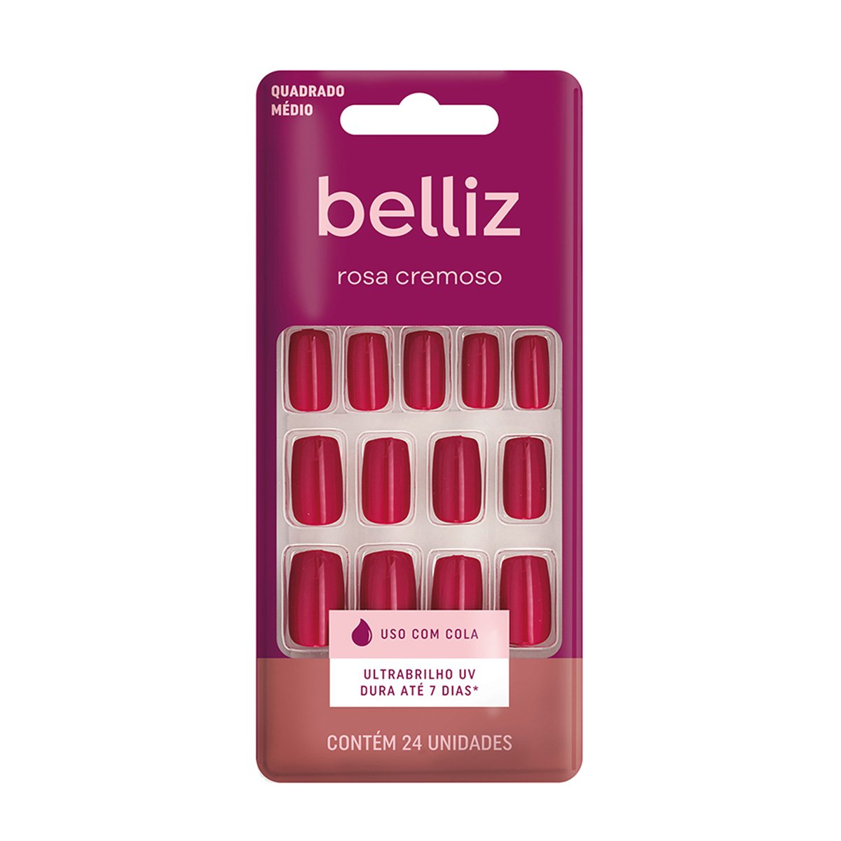 Unhas Postiças Belliz Rosa Cremoso - Incolor Menor preço em Unhas Postiças Belliz Rosa Cremoso - Incolor